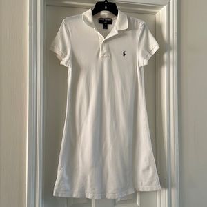 White Cotton Short-Sleeve Polo Dress by Ralph Lauren Size M
